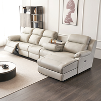 Heißer Verkauf: Modernes italienisches 1-4-Sitzer-Sofa-Set aus Echtleder, multifunktionaler Relaxsessel mit Fernbedienung, ausziehbar, Holzgestell