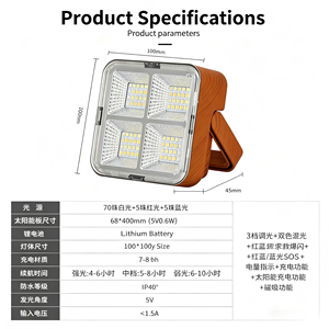 Lámpara Solar Portátil Recargable por USB, 4000mAh, Luz de Trabajo LED, Magnética, de Mano, para Camping, Emergencias, Banco de Energí<span class=keywords><strong>a</strong></span>, Exterior, IP42 - Product Image 5