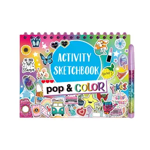 2024 activité personnalisé dessin livre de coloriage ensemble pour enfants Vintage Art main artisanat planificateur Album Journal activité dessiner coloriage b