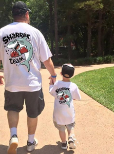 Venta al por mayor de alta calidad personalizado a juego padre-hijo familia para tiburón impreso Camiseta 100% algodón de moda papá mamá niños - Product Image 5