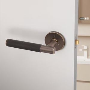 Maniglia <span class=keywords><strong>per</strong></span> Porta <span class=keywords><strong>in</strong></span> <span class=keywords><strong>Ottone</strong></span> Massiccio di Alta Qualità, Design Americano Anticato, Finitura Bronzo, con Funzione Privacy e Maniglia Zigrinata, <span class=keywords><strong>per</strong></span> Camera da Letto/Bagno, Set Maniglia Rotonda con Serratura - Product Image 3