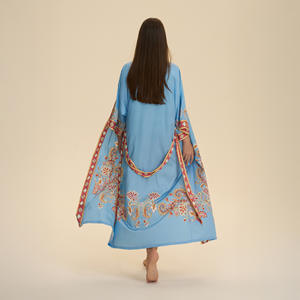 Chemise de nuit longue en satin de luxe pour femmes, élégante, confortable, vêtements de nuit imprimés, vêtements de détente, fête de l'Aïd, unie, sexy - Product Image 4