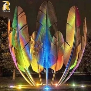 Tượng Điêu Khắc Lông Vũ Bằng Thép Không Gỉ, Đồ Trang Trí Sân Vườn Ngoài Trời Cỡ Lớn - Product Image 3