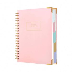 Hardcover Spiral B5 <b>Journal</b> Notebook for Women 240 Page Lined Pink with Tabs Dividers - Product Image 1
