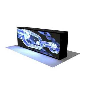 휴대용 사용자 정의 디자인 LED 스크린 미디어 비디오 스탠드 무역 박람회 상업 이벤트 프로모션 테이블 전시 카운터