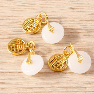 Weny, 10 piezas por paquete: Collar con colgante <span class=keywords><strong>de</strong></span> <span class=keywords><strong>jade</strong></span> con el caracter Fu, estilo étnico y nacional retro chino. - Product Image 6