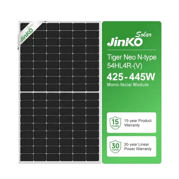Jinko Tiger Neo N-Type Mono Facial PV Module 425W 430W Panel solar para el hogar Precio