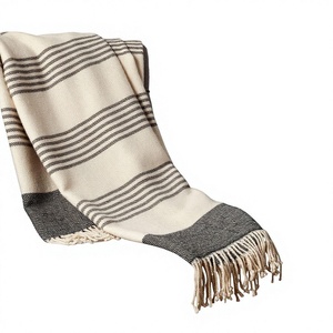 Striped Cotton Luxury Handmade Eco-Friendly <b>Throw</b> Blanket Rectangular Classic Style Anti-Pilling Woven Home Use All-Season 18+ - Product Image 1