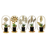 Ornement de plante en pot simulée en fer forgé géométrique, artisanat métallique créatif pour la décoration de la maison, du salon et du bureau