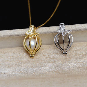 Pendentif en argent Wenchi S925, globe de 8 mm, perle non poreuse de 7 mm, support de cage pour appui-tête féminin, accessoire de bricolage, trouvailles de bijoux - Product Image 1