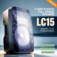 Enceinte active en plastique PA 15 pouces 2 voies, haut-parleur DJ classe H 4 ohms en alliage de titane, TWS DSP, pour événements et location en gros