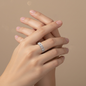 Trendy Vintage Milgrain Pavé Diamond Jewelry Handmade 18K Solid White Gold Real Natural Diamond Luxury Ring Jewelry for Women - Product Image 5