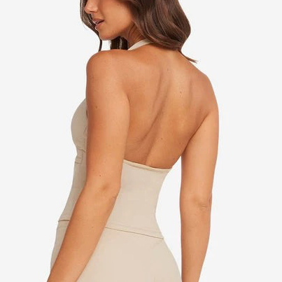 Halter Tank Top-Beige