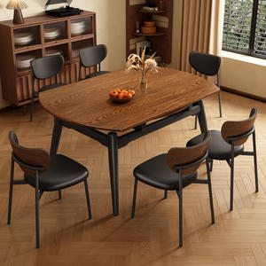 Plateau tournant en <span class=keywords><strong>bois</strong></span> massif Table à manger ronde Table à manger haut <span class=keywords><strong>de</strong></span> gamme en noyer-noir avec plateau tournant - Product Image 1