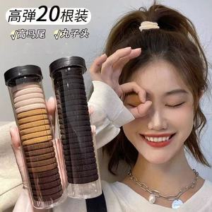 High Elastic Hair Tie For Women Nylon Knitted Rubber Band Daily Use Black And Macaron Colors One Tube Each - Product Image 4