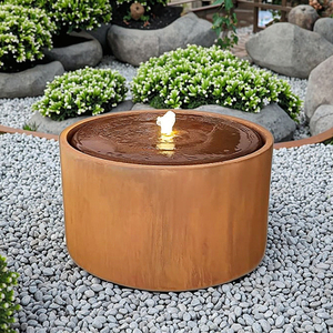 Rideau rond en acier Corten Garden Zen <span class=keywords><strong>Fontaine</strong></span> cascade résistante aux intempéries Design Feng Shui Décoration extérieure en acier rouillé - Product Image 3