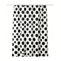 Rideau de douche en PEVA noir à pois, résistant, antibactérien, imperméable, écologique, léger, style américain