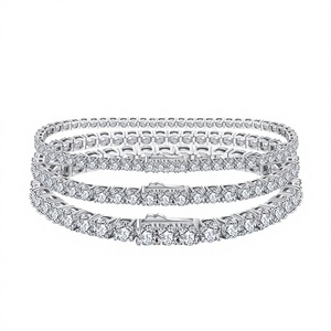 For SB128 Fine Jewelry Quality Rhodium Plated 925 Sterling <b>Silver</b> Cubic Zirconia CZ Tennis <b>Bracelet</b> for Women & Men - Product Image 2