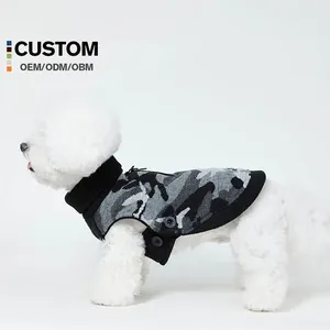 Sweter rajut kustom anjing dengan pola kamuflase klasik pakaian hewan peliharaan gaya mode mantel anjing hangat bulu domba