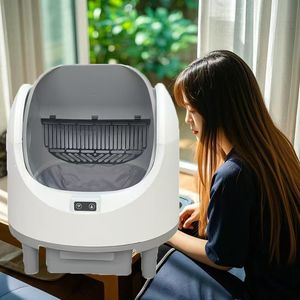 Caja de arena para gatos de autolimpieza de Parte superior abierta con control de aplicación Inodoro automático sin olores para gatos Eliminación de residuos de fácil limpieza con bolsas de basura - Product Image 3