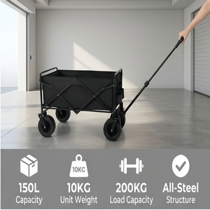 MAVELAND Chariot de camping pliable noir grande capacité 200L tout-terrain avec freins en acier pour extérieur - Product Image 2