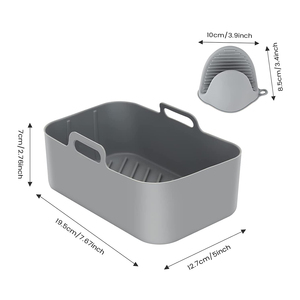 Al por mayor: Revestimiento de silicona rectangular reutilizable apto para alimentos para freidora de aire, cesta y bandeja de horno, para modelos Dual - Product Image 2