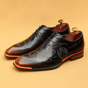 Zapatos Oxford de Vestir para Hombre HQY, de Cuero Genuino, con Cordones, Antideslizantes, Punta Cuadrada, con Logotipo Grabado con Láser, para Oficina, Carrera Profesional y Ropa Formal - Product Image 2