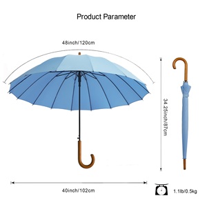 Vente en gros <span class=keywords><strong>de</strong></span> 23 pouces Bâton <span class=keywords><strong>de</strong></span> marche 16k Regenschirm Manche en bois Voyage semi-automatique Parapluie droit - Product Image 5
