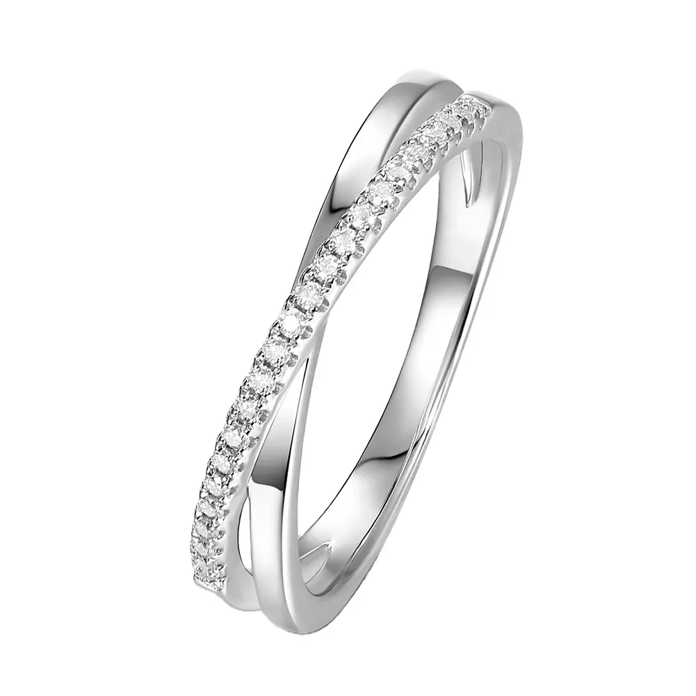 RINNTIN SR276 Luxury Jewelry 925 Sterling Silver Rings Unique Design With Zirconia Rhodium Plated Wedding Ring For Women