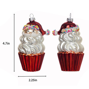 Pendentif boule <span class=keywords><strong>de</strong></span> verre <span class=keywords><strong>de</strong></span> Noël <span class=keywords><strong>fait</strong></span> à la <span class=keywords><strong>main</strong></span> nouveau Style vieil homme Cupcake déco pour la fête en intérieur artisanat Techniques imprimées UV modèle boules - Product Image 6