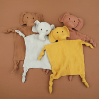 Couverture pour bébé en coton mousseline de couleur unie, jouet en peluche, éléphant, poupée douce, couverture de sécurité pour bébé, couverture de sommeil pour nouveau-né