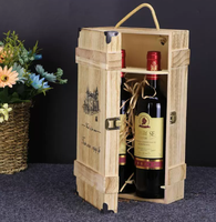 Boîte en bois pour deux bouteilles de vin rouge de style vintage, caisse en bois massif personnalisée universelle pour vin rouge, boîte d'emballage pour vin rouge