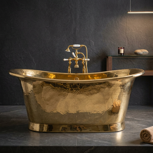 Bañera Independiente de Latón de Lujo Moderna con Función de Remojo Integrada y Drenaje Ecológico para Artesanías del Hogar Indio - Product Image 1