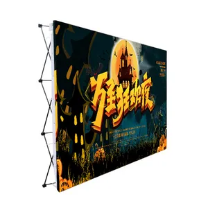 Floor standing iron frame black pop up trade show advertising wedding display banner design foldable backdrop display stand