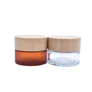 Nuovo Design pacchetto cosmetico vuoto 15g 0.5oz ambra trasparente barattolo di bambù trasparente barattolo cosmetico di vetro con coperchio di bambù - Product Image 2