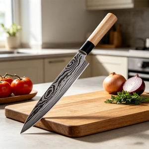 Ensemble de couteaux de cuisine japonais pour Sushi couteau de Chef multifonctionnel à motif <span class=keywords><strong>damas</strong></span> avec manche en <span class=keywords><strong>bois</strong></span> - Product Image 4