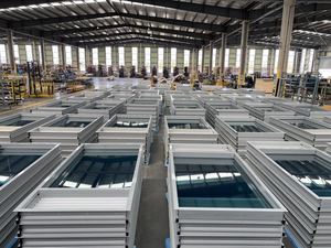 <span class=keywords><strong>ประตู</strong></span>บานสวิงกระจกสีฟ้าใส อลูมิเนียมอะโนไดซ์คุณภาพสูง สำหรับร้านกาแฟ - Product Image 4