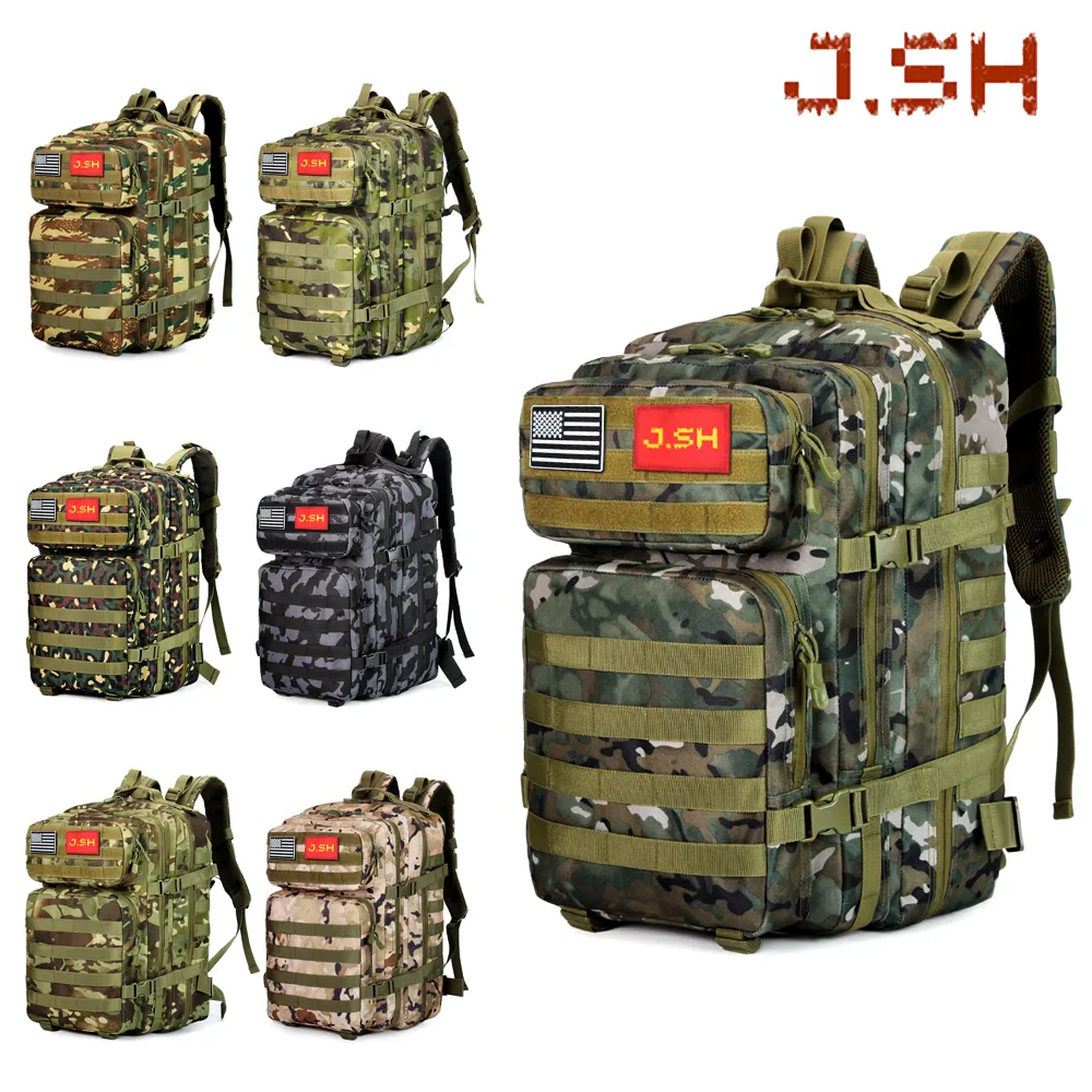 JSH al por mayor táctico agarrbag mochila Multicam mochila táctica para viajar marco táctico mochila 45L logotipo personalizado