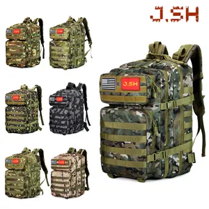 JSH grosir tas ransel taktis, tas punggung Taktis Multicam, ransel bingkai taktis untuk bepergian, tas ransel Logo kustom 45L