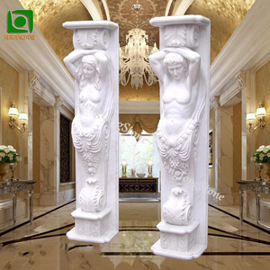 Maison <span class=keywords><strong>Villa</strong></span> Bâtiment Décoratif Sculpté À <span class=keywords><strong>La</strong></span> Main Beige Marbre Travertin Figure Romaine Statue Colonne - Product Image 5