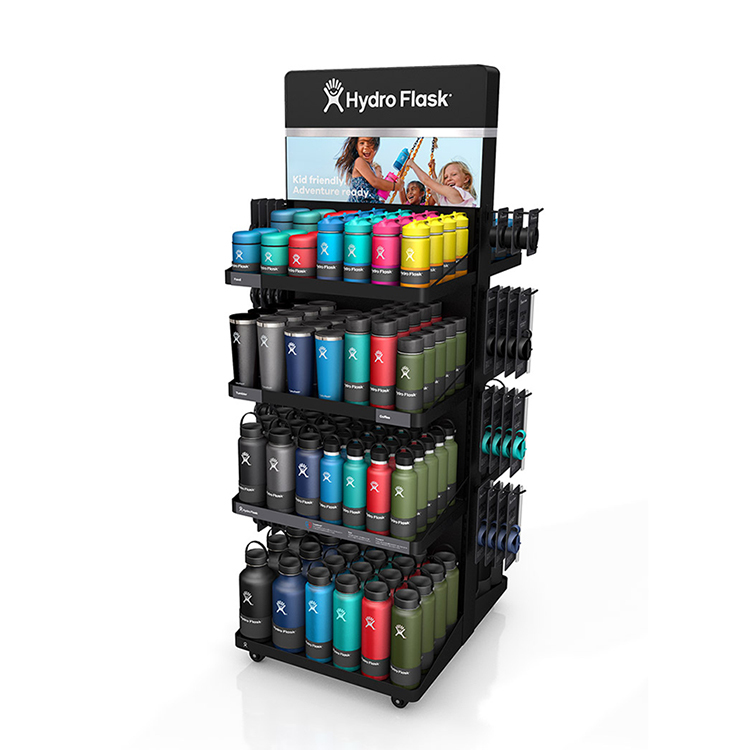 Customized Metal Flask Bottle Fixture Metal Display Rack for Outdoor Supplies Store