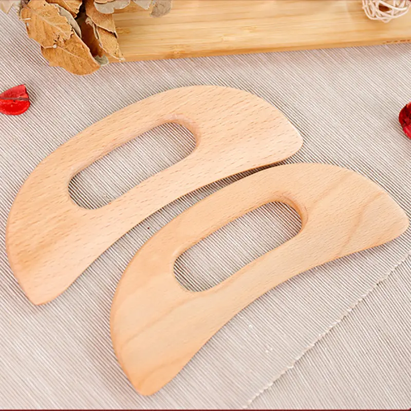 Private Label Moon Shaped Wooden Gua Sha Tools Professional Lymphatic Drainage Scraping Board Wood Therapy Massage Tools