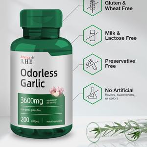 Gélules d'ail inodore à haute puissance 3600 mg 200 gélules Soutien du système immunitaire Complément alimentaire pour adultes - Product Image 6