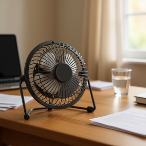 Ventilateur de bureau miniature en métal Myrva, moteur AC 5W, oscillant, 3 vitesses, commande par bouton, ventilateur de refroidissement portable pour la maison - Product Image 2