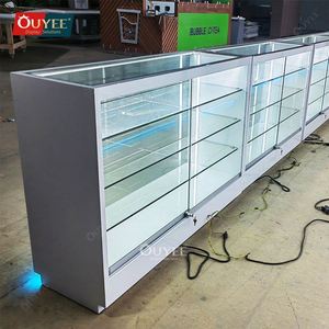 Tienda Diseño Hookah Mesa de exhibición al por menor Gabinete de vidrio alto de lujo Diseño de estante de humo Tienda de humo Exhibición de madera - Product Image 6