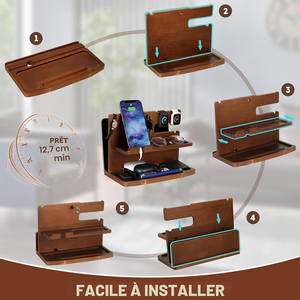 Desk Organizer <strong>Bedside</strong> Desk Docking Station Wooden Phone Docking Station Birthday Gifts for Husband Fathers Day Gifts - Product Image 2