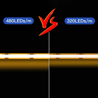 Tira de LED COB Flexible de Alto Brillo, Cri 90, 12 Voltios, 24 Voltios, 480 LED/m, 12v 24v, Venta al Por Mayor del Fabricante