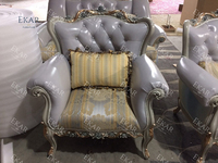Nouveau canapé en cuir royal de style européen antique de luxe 1 2 3, ensemble de canapés pour salon