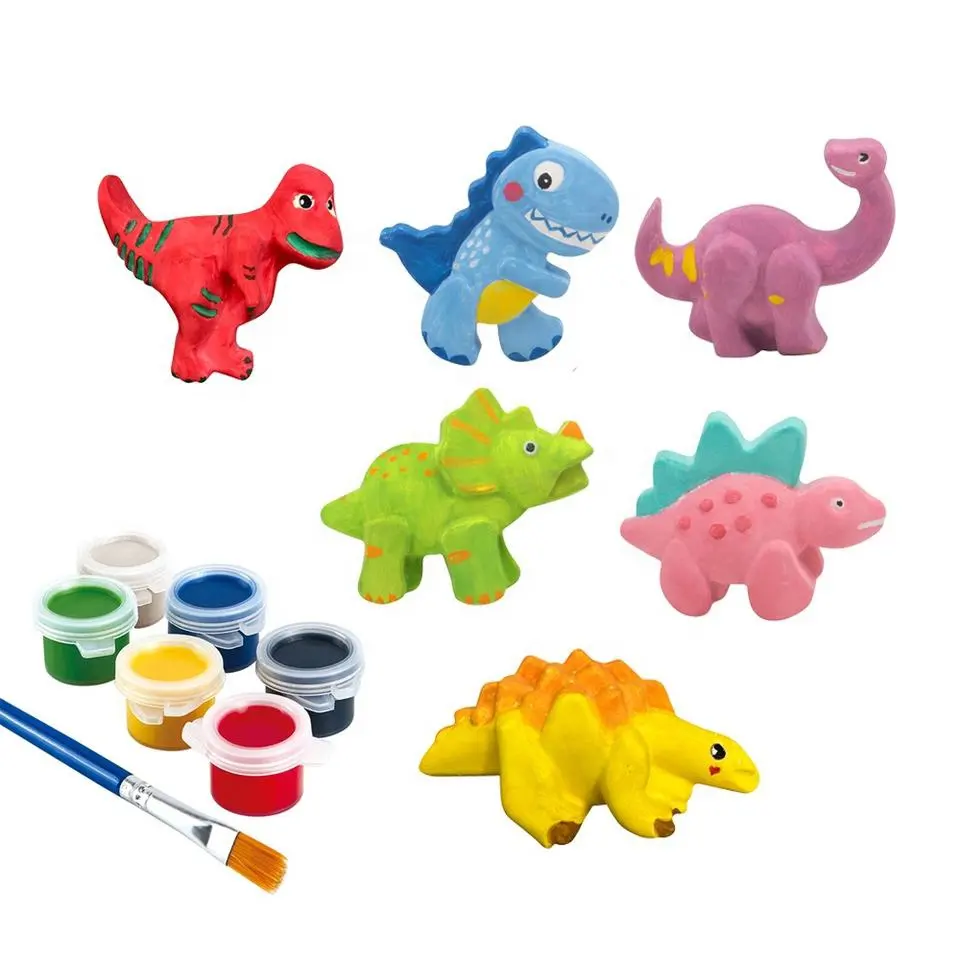 Educatief Creatievr Handgemaakte Graffiti Ambachtelijke Speelgoed Diy Kleur Dinosaurus Kits Verf Set Gip Voor Kids