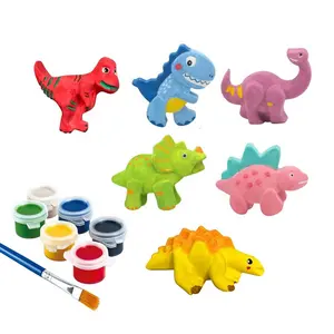 Educatief Creatievr Handgemaakte भित्तिचित्र Ambachtelijke Speelgoed Diy Kleur Dinosaurus किट Verf सेट Gip Voor बच्चों